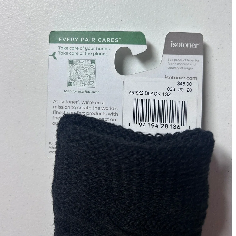 Isotoner Womens Black Eco Comfort SmartTouch Cable Knit‎ Gloves A519K2 NEW